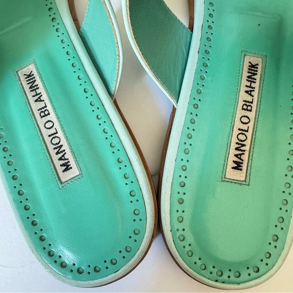 MANOLO BLAHNIK Tituba Buckle Slide Sandals Light Blue With Box Dust Bag Size 41 - Picture 16 of 16